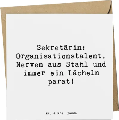 Produktbild von Mr. & Mrs. Panda Glückwunschkarte Spruch Sekretärin Heldin - Weiß - Geschenk, Büro, Berufsprodukte, Grußkarte, Dokumentenmanagement, faltkarte, Wertschätzung, doppelkarte