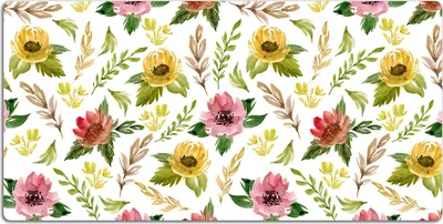 Produktbild von Schreibtischmatte Tischunterlage 90x45 cm Mauspad - Aquarellblumen