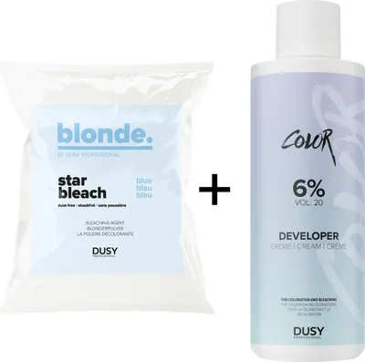 Produktbild von Dusy Star Bleach Blondierpulver 500g + Creme Developer 6% 1L