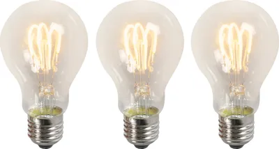 Produktbild von LUEDD Set mit 3 E27-LED-Lampen mit gedrehtem Glühfaden, A60, klar, 3 W, 210 lm, 2200 K