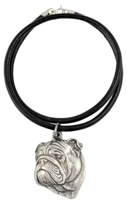 Produktbild von Bulldog, Englische Bulldogge IV - Halskette mit Hund, versilberter Anhänger für Hundefans, einzigartiger Schmuck der Marke Art-Dog