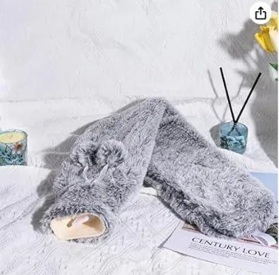 Produktbild von Extra Lang Wärmflasche mit Bezug Flauschig,Auslaufsicher & Geruchlos,73cm Nackenwärmflasche Kann Zugebunden Werden,Geschenke für Männer Frauen