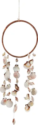 Produktbild von Maritimes Windspiel Muscheln Holzring Naturdeko Ø20cm H66cm