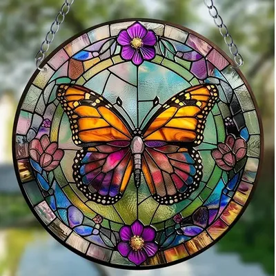 Produktbild von Sonnenfänger Butterfly - Buntglas mit Schmetterlingsmotiv KP31611