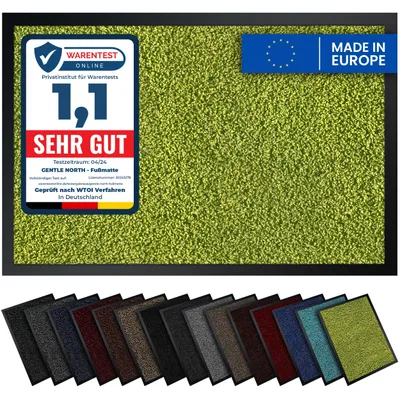 Produktbild von Gentle North Hochwertige Fußmatte grün 90x150cm groß für Innen & Außen - Schmutzfangmatte rutschfest, waschbar & wetterfest