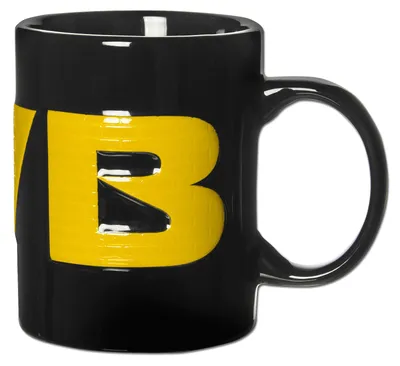 Fanbecher mit Relief-Logo, schwarz, 0,3 l, spülmaschinengeeignet