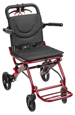 Produktbild von Faltbarer Transportrollstuhl für Erwachsene, leichter 8,4 kg Reiserollstuhl mit 20 cm Hinterrädern und Handbremsen, tragbarer Rollstuhl aus Aluminiumlegierung, Tragkraft bis 79 kg