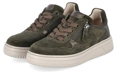Image de Baskets basses Gabor, couleur vert, en cuir velours, taille : 39