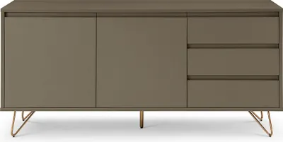 Produktbild von SalesFever Sideboard aus MDF | 2 Türen und 3 Schubladen | Beine Metall mit Messinglegierung | B 150 x T 40 x H 70 cm | grau