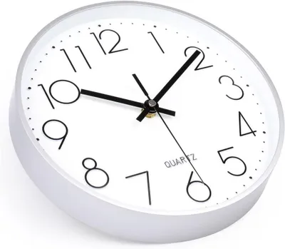 Image de Horloge murale noire et blanche Cadre mural Horloge radio 30cm Horloge murale moderne Silencieuse Simple Quartz