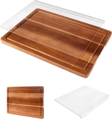 Produktbild von Schneidebrett-Set 2 Stück, Akazienholz und Acryl, mit Saftrille, für Küche