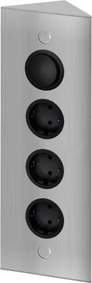 Produktbild von THEBO 3-fach Energie-Ecksäule STS 3007/320 in Edelstahl mit Schalter / Ecksteckdosen / Steckdosenleiste / Steckdosen