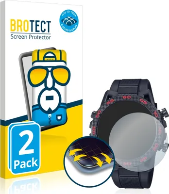 Produktbild von 2x BROTECT Fullscreen Schutzfolie für Casio Edifice ECB 2000 Displayschutz Folie Fullcover Klar Transparent
