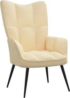 Image de Fauteuil "Gückingen" en velours (100% polyester), acier blanc crème. Dimensions (l/h/p) 61x96x70 cm