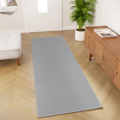 Immagine prodotto di Runner pelo corto interno esterno grigio unicolore soggiorno camera da letto balcone cucina moderno 90 x 110
