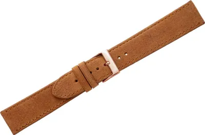 Produktbild von Herzog Italo-Vintage Uhrenarmband hellbraun > Leder flach handgenäht, Stegbreite:18mm, Schließe:Roséfarben