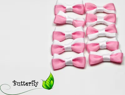 Produktbild von 10 Stück Satinschleifen 3x1,3cm (zweifarbig), Farbe:weiß - rosa 029/148