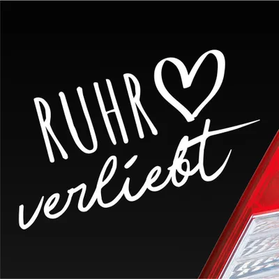 Produktbild von Auto Aufkleber Ruhr verliebt Herz Fluss River Wasser Water Liebe Car 19x10 cm Weiss Matt Sticker Heckscheibenaufkleber