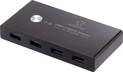 Produktbild von Renkforce RF-SHB-200 4 Port USB 3.2 Gen 1-Umschalter + Hub (USB 3.0) Schwarz