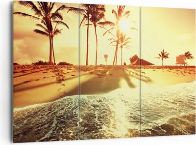 Produktbild von Bild auf Leinwand - Leinwandbild - Strand Meer Palme - 165x110cm - Wand Bild - Wanddeko - Leinwanddruck - Bilder - Kunstdruck - Wanddekoration - Leinwand bilder - Wandkunst - CE165x110-3609
