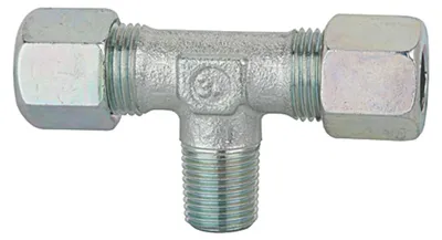 Produktbild von Riegler T-Einschraubverschraubung, R 1/8 a., Rohr-Außen-Ø 6, Stahl verz.