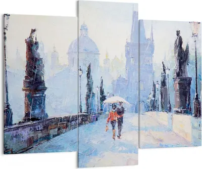 Produktbild von Bild auf Leinwand - Leinwandbild - Brücke Stadt Prag - 130x100cm - Wand Bild - Wanddeko - Leinwanddruck - Bilder - Kunstdruck - Wanddekoration - Leinwand bilder - Wandkunst - CB130x100-3416