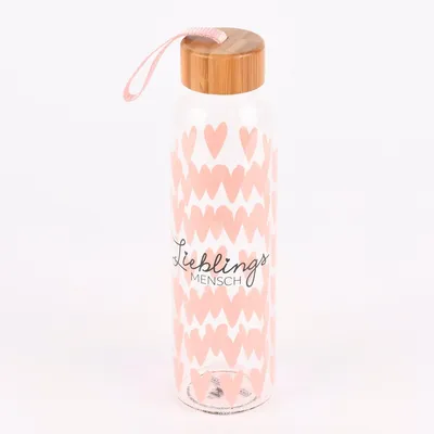 Produktbild von Grafik Werkstatt Trinkflasche aus Glas Lieblingsmensch Herzen 550ml