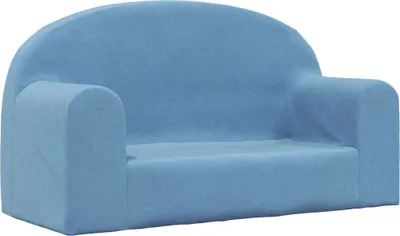 Produktbild von vidaXL Kindersofa 2-Sitzer Blau Weich Plüsch