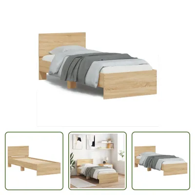 Produktbild von The Living Store Bettgestell mit Kopfteil Sonoma-Eiche 90x200 cm Holzwerkstoff