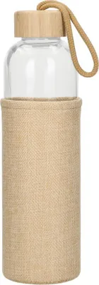 Produktbild von Glasflasche mit Hülle "Natural" Trinkflasche mit Bambusdeckel - die hygienische und umweltfreundliche Flasche für unterwegs 0,7l transparent - Transparent