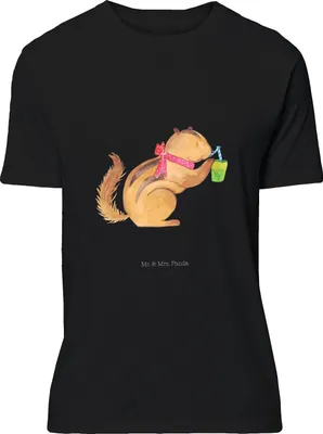 Produktbild von Mr. & Mrs. Panda Größe M T-Shirt Eichhörnchen Smoothie - Schwarz - Geschenk, Green Smoothies, Diät, Shirt, Lustige Sprüche, Tshirt, Streifenhörnchen, mit Spruch, Herren
