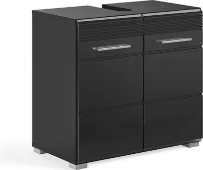 Produktbild von Waschbeckenunterschrank >Linus< in Schwarz Hochglanz - 60x56x34cm (BxHxT)