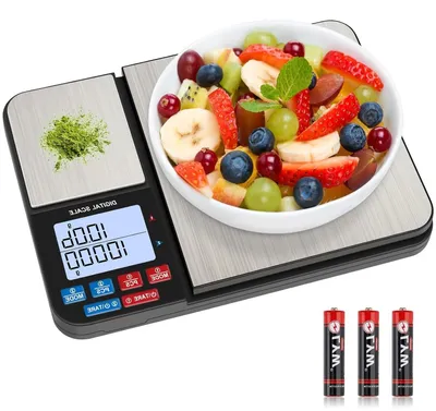 Produktbild von Digitale Küchenwaage – Präzisionswaage – Genaue Messung – Doppelwaage – 10 kg / 1 g und 500 g / 0,01 g – Schwarz