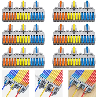 3-in-15-aus Hebelklemmen-Set, 6 Stück, 32 A, 600 V, 28-12 AWG
