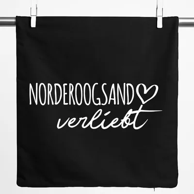 Produktbild von Huuraa Kissenbezug Norderoogsand verliebt 40x40cm Black Baumwolle Dekokissenbezug Geschenkidee
