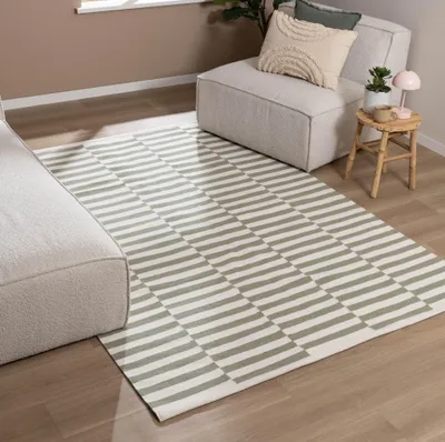 Zdjęcie produktu dla Volero - Dywan nowoczesny w paski - Dazzle Blocks Zielony/Biały - 80x150 cm