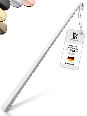 Produktbild von JK Trade® 72cm STABILER Edelstahl Schuhlöffel Lang | 2mm polierter Metall Schuhanzieher Lang zum Stehen | Schnell & Einfach | optimierte Länge & Breit