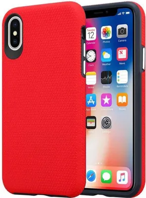 Produktbild von Cadorabo Schutzhülle für Apple iPhone X / XS Hülle in Rot Outdoor Etui Hybrid Handyhülle extra Grip Anti Rutsch