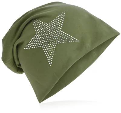 Produktbild von Beanie Muetze Strass Stern Farngruen