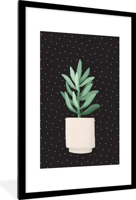 Produktbild von MuchoWow® MuchoWow® Gerahmtes Poster Zimmerpflanze - Sukkulente - Blumentopf 60x90 cm - Poster mit zchwarzem Bilderrahmen - Dekoration - Wandposter Wohnzimmer - Hochwertig