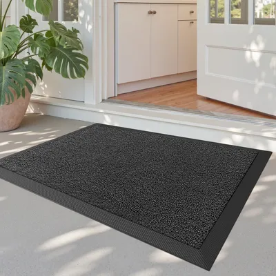 Produktbild von Fußmatte Außen rutschfest Schmutzfangmatte waschbar wetterfest 50 x 80 cm Grau