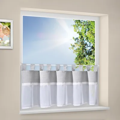 Produktbild von Gerster Bistro m. Schlaufen, kariert B = 150 x H =50 cmTransparent We Kariert grau