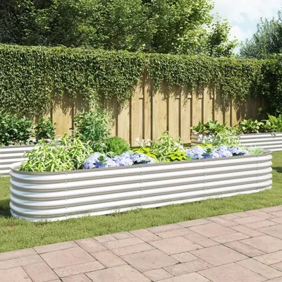 Zdjęcie produktu dla Maison Exclusive – podwyższona grządka ogrodowa 320 x 80 x 44 cm Stal ocynkowana Srebrna