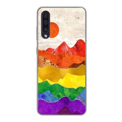 Produktbild von MuchoWow® Handyhülle Schutzhülle Hülle für Samsung Galaxy A30s Regenbogen - Marmor - Stolz Silikon Softcase Handy Hülle - Karteninhaber