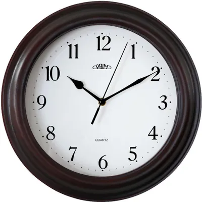 Produktbild von PRIM Retro Wanduhr Holz arabische Ziffern Braun 29 cm