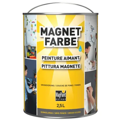 Produktbild von MagPaint MagnetFarbe 2,5 L, magnetische Wandfarbe, wasserbasiert, dunkelgrau