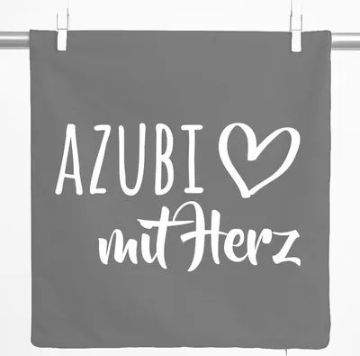 Produktbild von Huuraa Kissenbezug Azubi mit Herz 40x40cm Steel Grey Baumwolle Dekokissenbezug Geschenkidee