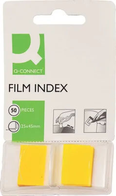 Obrázok produktu pre Q-Connect® KF03634 Index - 25 x 45 mm, žltý, 50 prúžkov