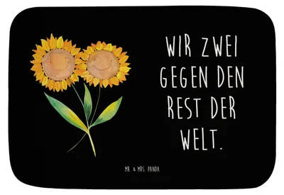 Produktbild von Mr. & Mrs. Panda Badematte Blume Sonnenblume - Schwarz - Geschenk, Badteppich, Badläufer, Vertrauen, Badvorleger, Badezimmerteppich, Sonnenblumen, Duschvorleger, Garten