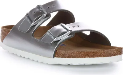 Produktbild von Birkenstock Arizona Metallische Leder Sandale Silber – 7 Großbritannien - 40 EU - 9/9,5F -7/7,5M US / Silber